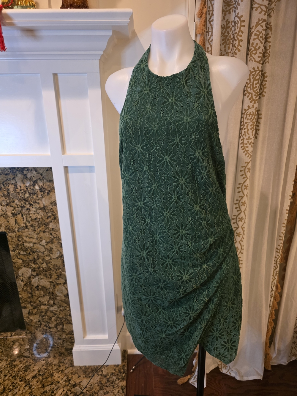 Hello Molly Emerald Green Lace Halter Mini Dress Festival Boho